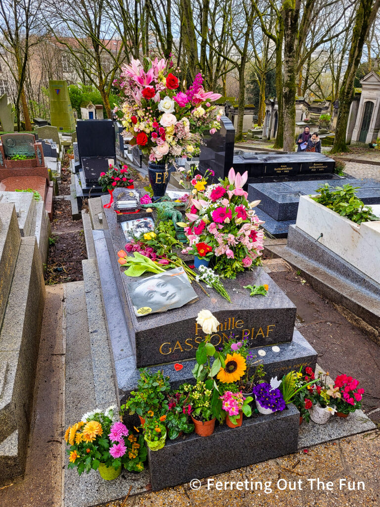 Grave of Edith Piaf at Père-Lachaise Cemetery in Paris