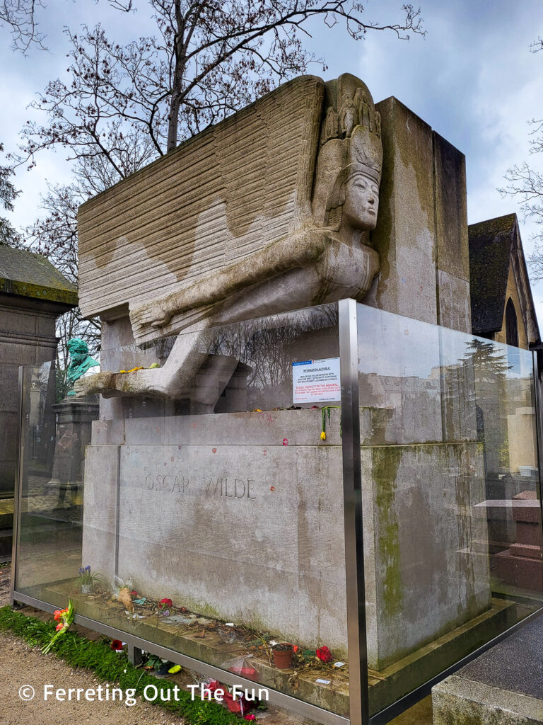 Tomb of Oscar Wilde in Père-Lachaise Cemetery, Paris 