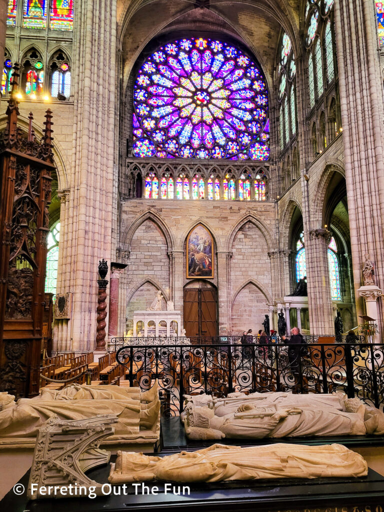 Royal tombs and gorgeous stained glass in the Cathedral of Saint Denis in Paris