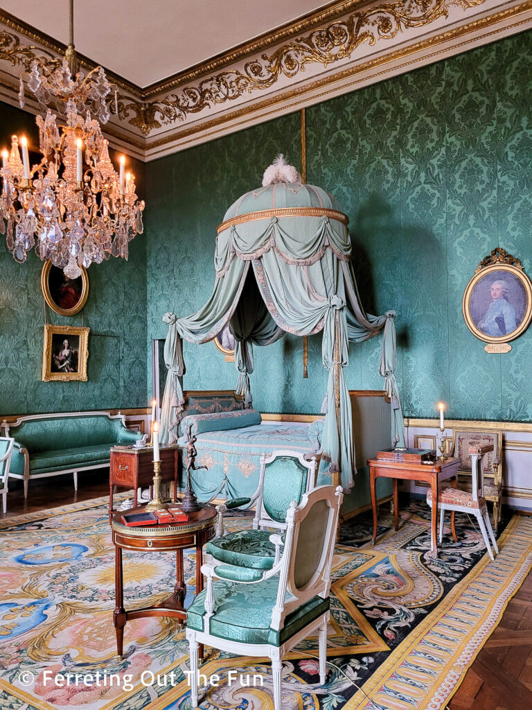 Lavish 18th century bedroom inside Hotel de la Marine in Paris