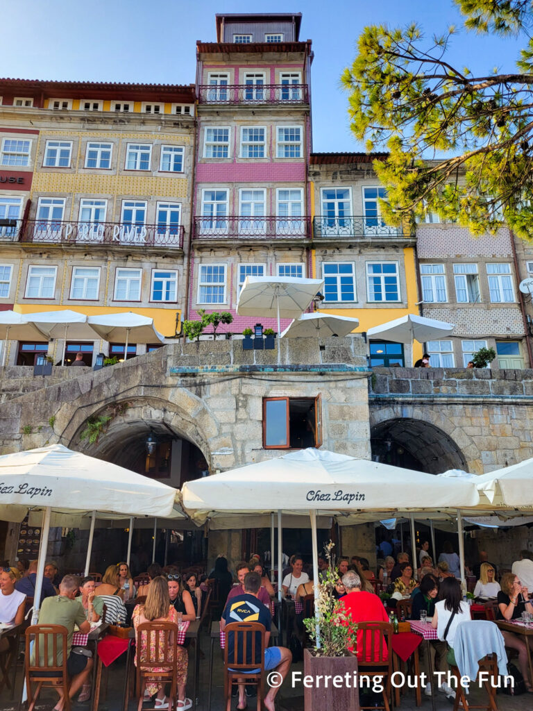 Colorful buildings stacked up like Legos along the Porto riverfront.