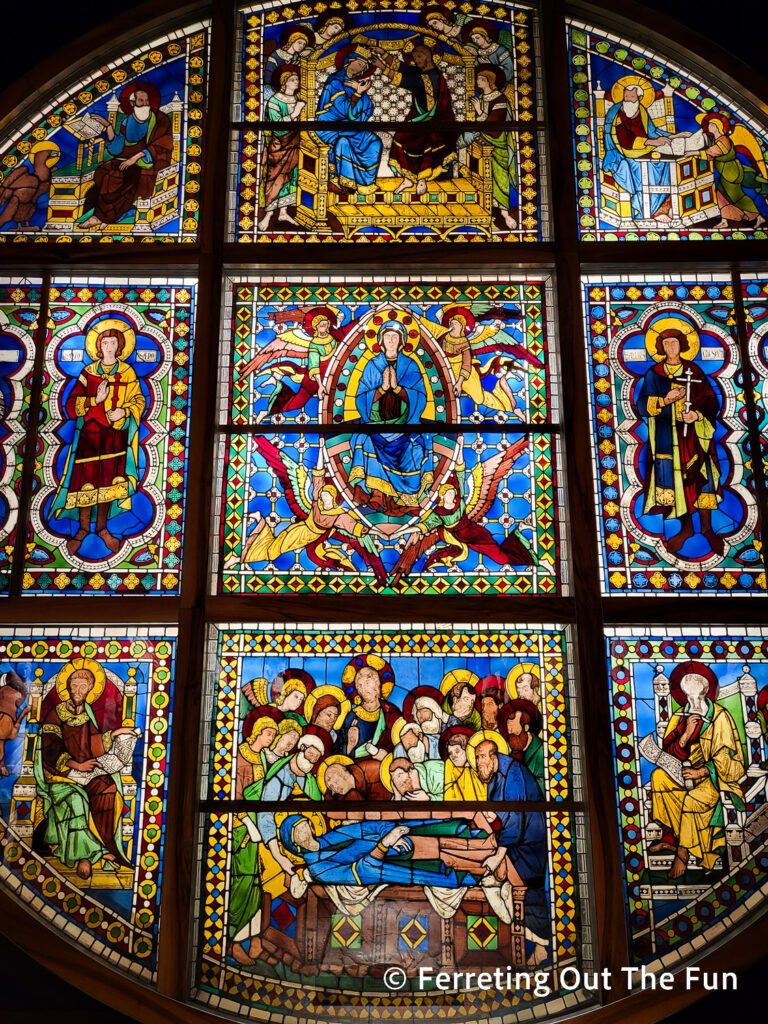 Stained glass window by Duccio di Buoninsegna created for Siena Cathedral Italy