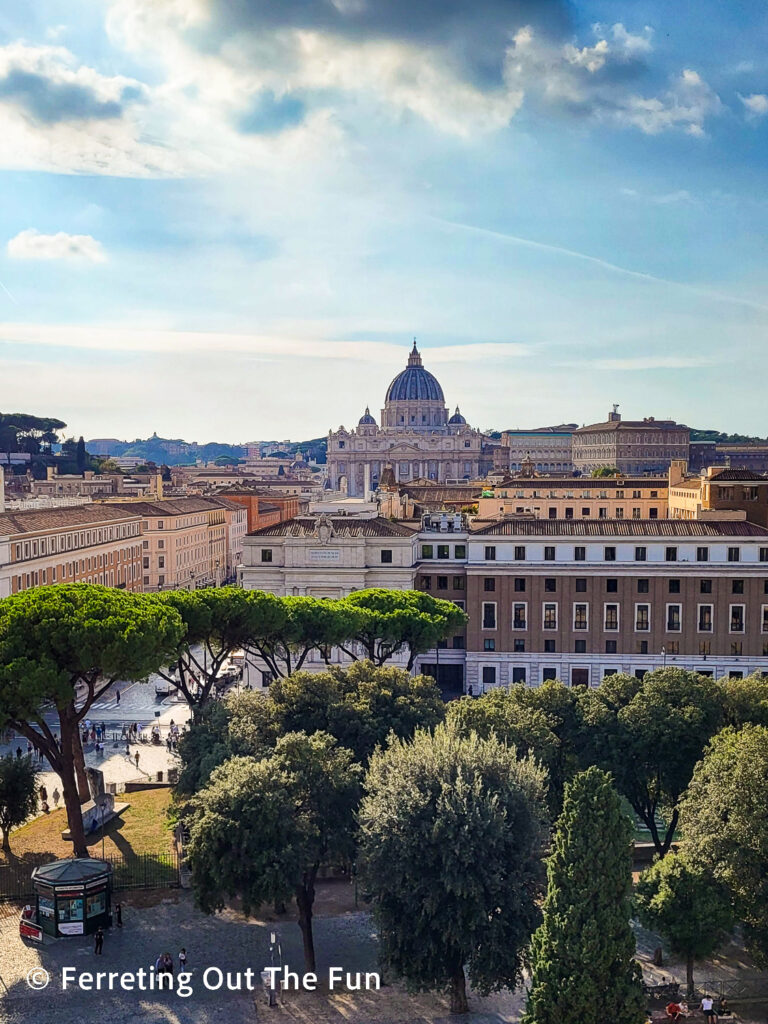 View of Vatican City and St Peter's Basilica from Castel Sant'Angelo in Rome