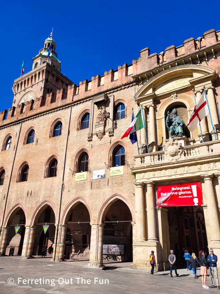 Palazzo d'Accursio, the medieval town hall of Bologna, Italy