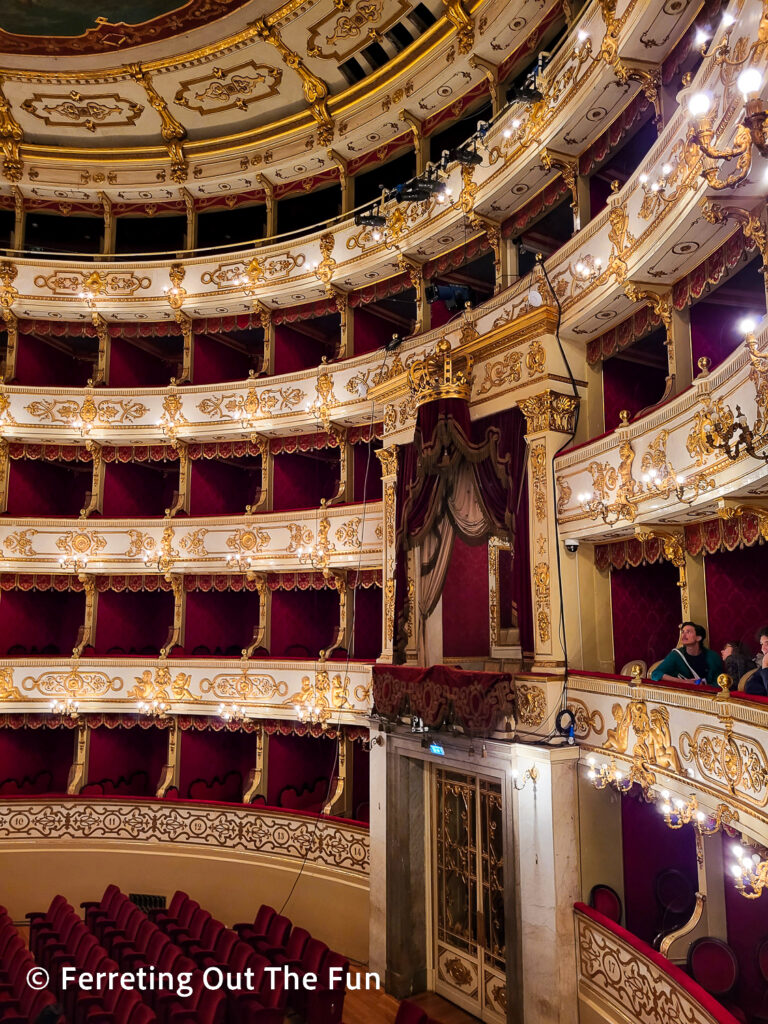 Gorgeous interior of the Parma Opera House, home to the Verdi Festival every October