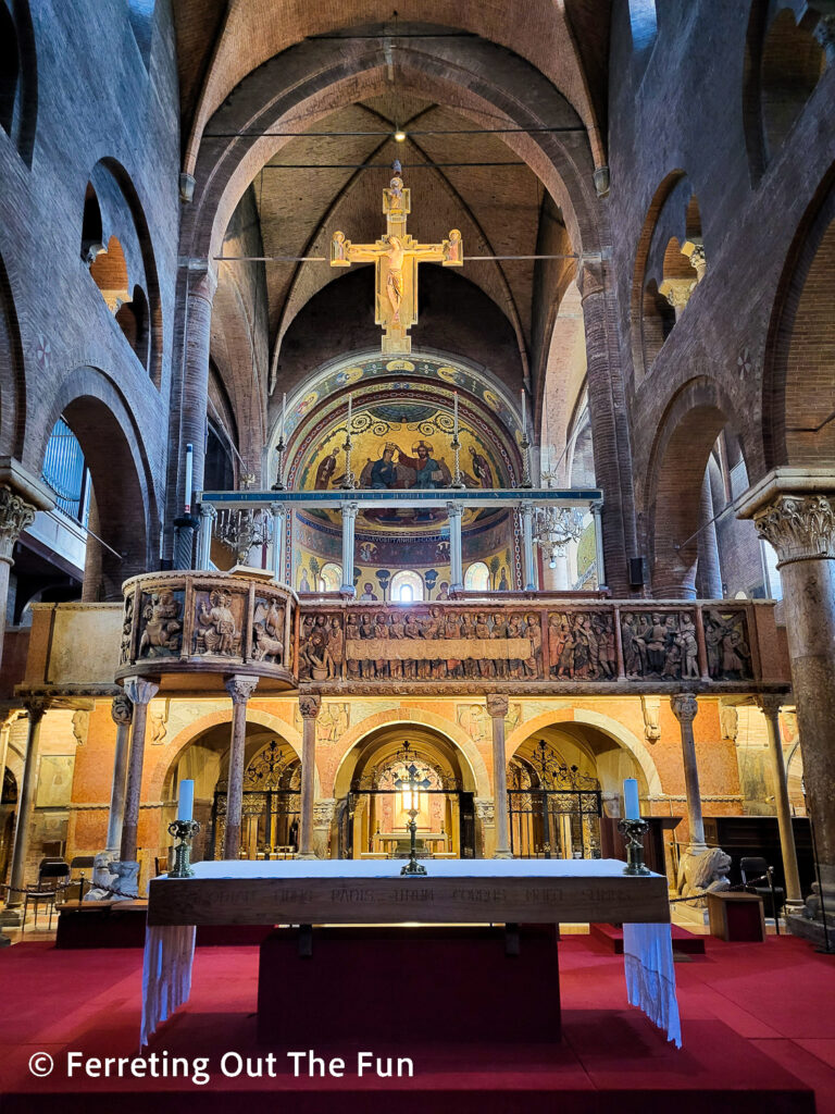 Interior of Modena Cathedral, Italy, one of the greatest Romanesque churches in the world