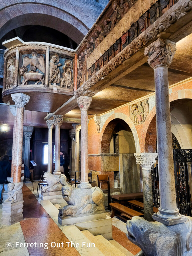 Romanesque masterpiece inside Modena Cathedral in Italy