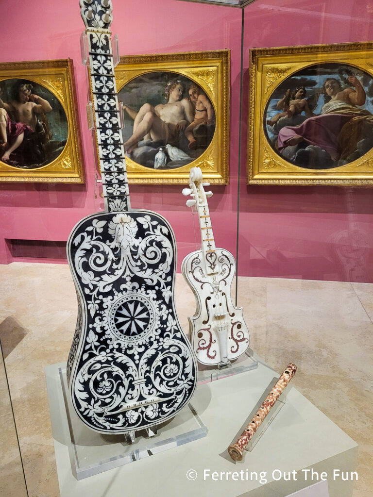 Rare musical instruments and Renaissance paintings on display in Galleria Estense, Modena, Italy