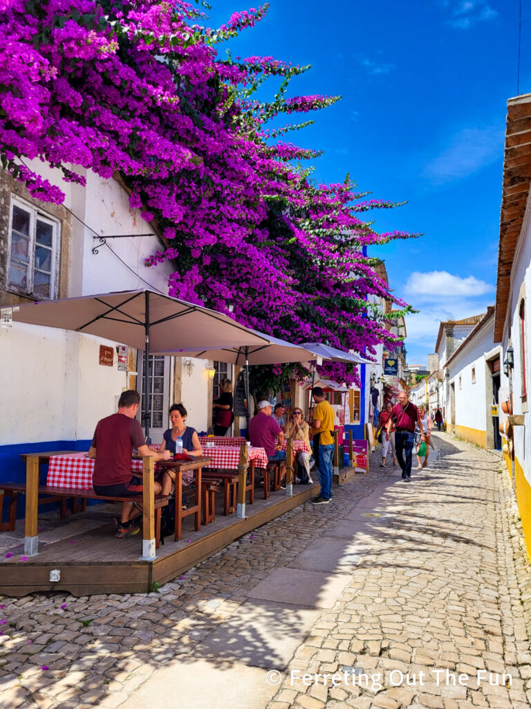 A colorful street in Obidos Portugal