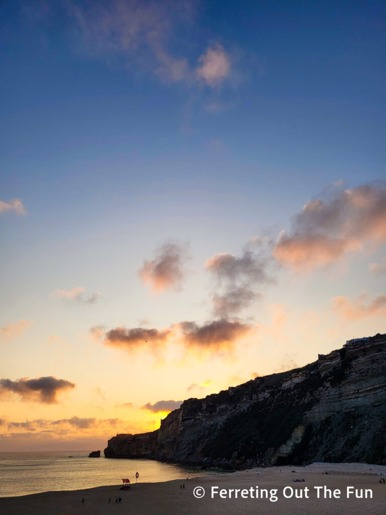 Golden sunset in Nazare Portugal