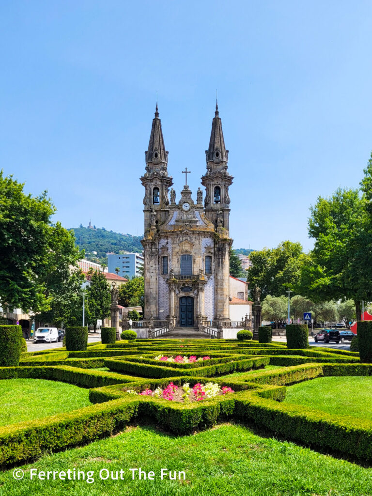 Small Baroque chapel with ornamental garden in Guimaraes Portugal