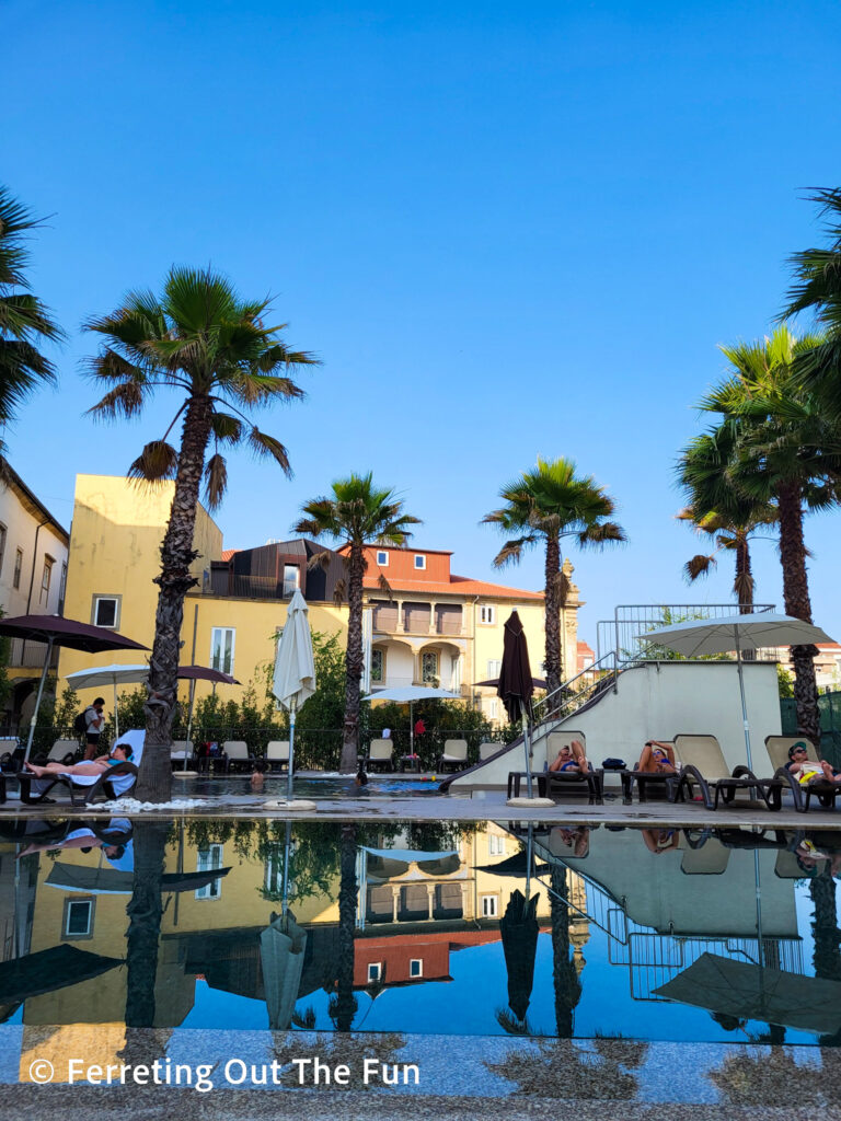 Relaxing afternoon by the swimming pool at Hotel Vila Gale Collection in Braga Portugal
