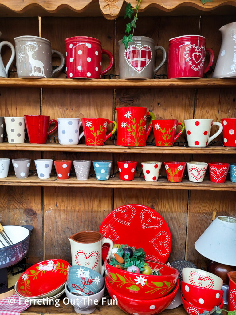 Colorful red Savoy pottery in Annecy France