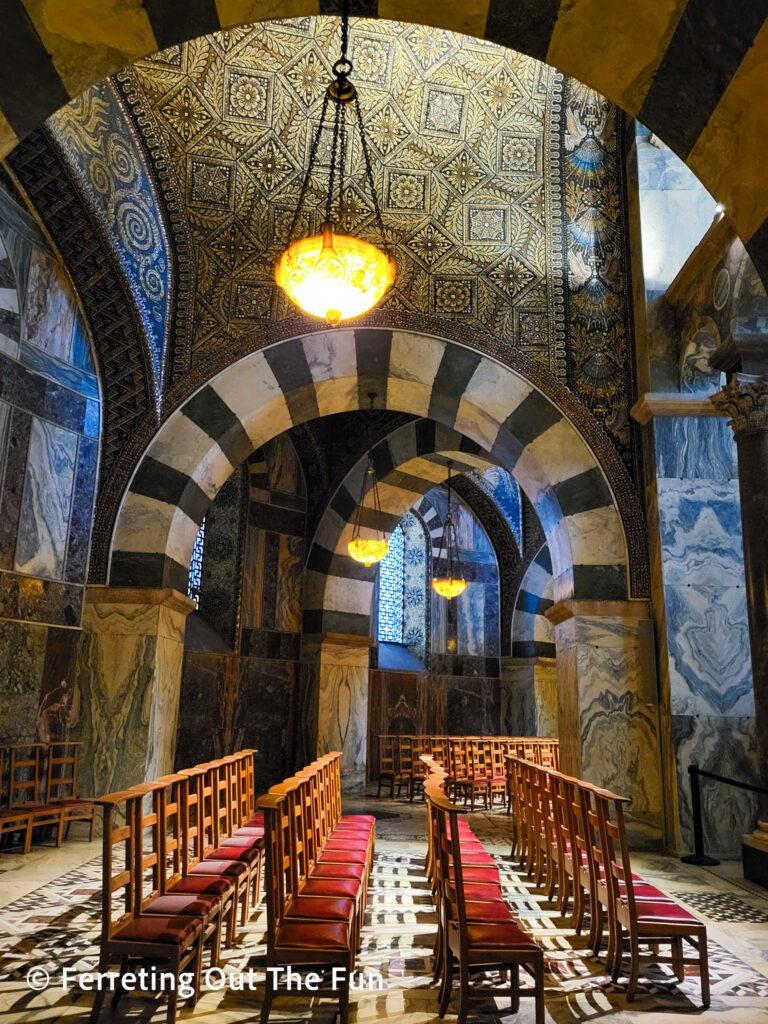 Mosaics and marble inside Aachen Cathedral