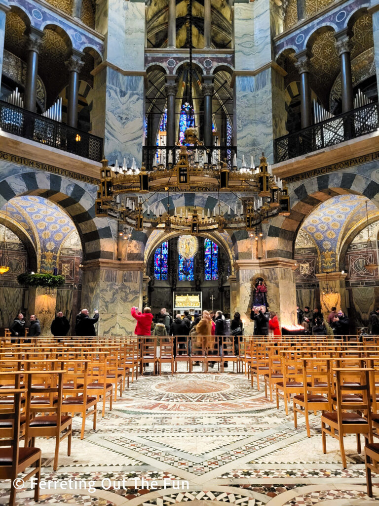 The oldest part of Aachen Cathedral dates to 793 and was the private chapel of the Holy Roman Emperor Charlemagne.