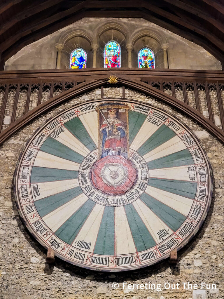 King Arthur's Round Table in the Great Hall of Winchester Castle, UK