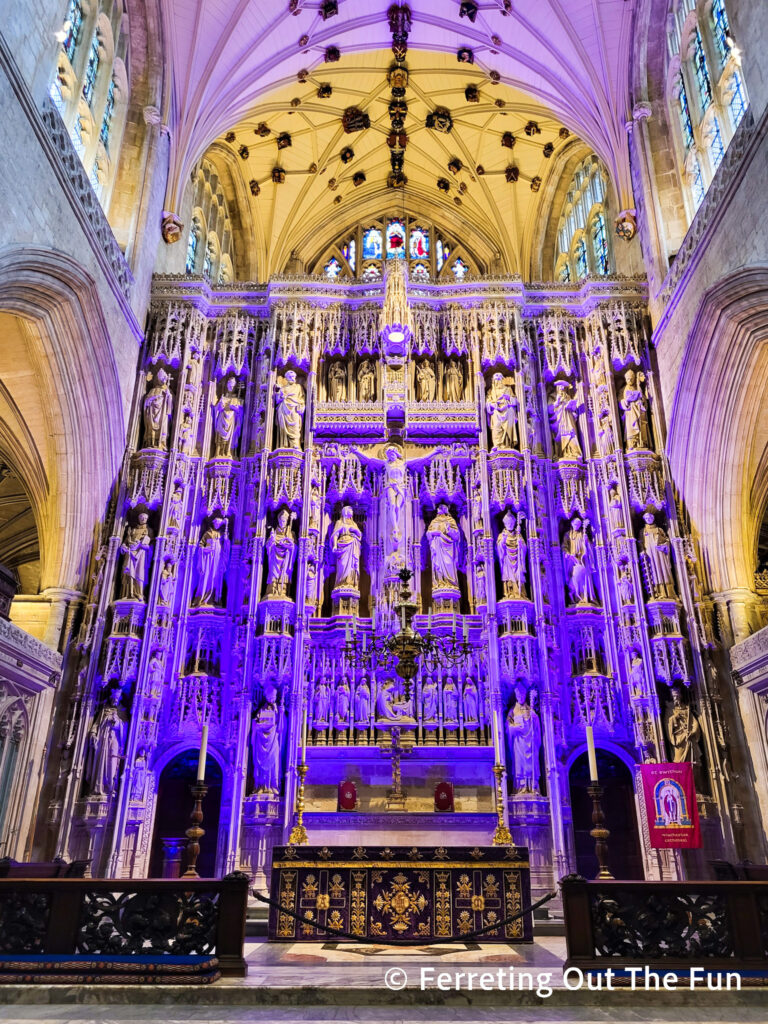 Stunning altarpiece of Winchester Cathedral, one of the UK's most historic churches