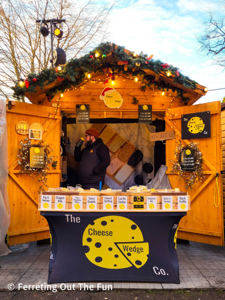 British cheese stand at the Winchester Christmas Market