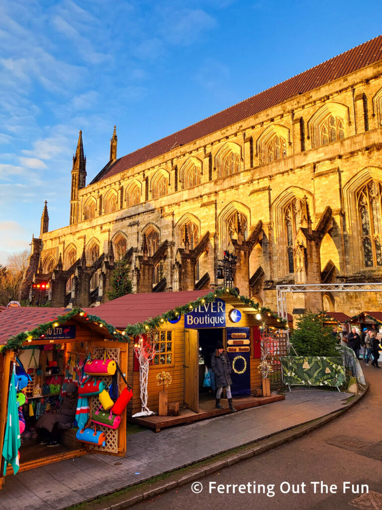 Winchester Christmas Market is held on the grounds of a medieval cathedral