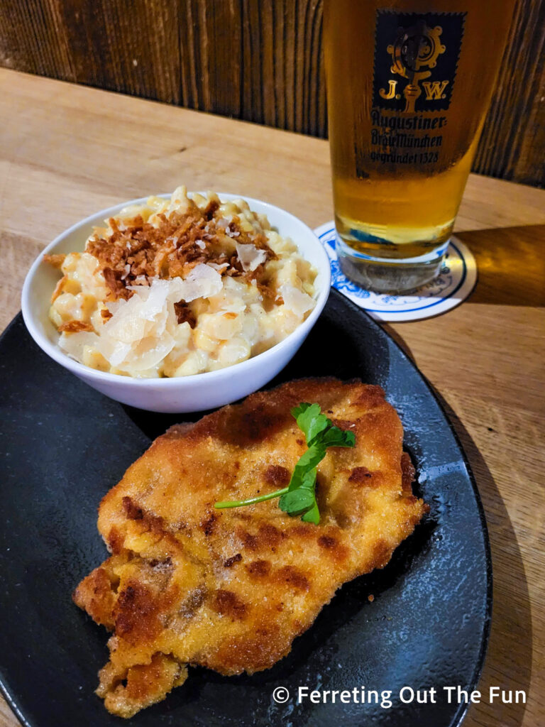 Horseradish schnitzel at HeimWerk restaurant in Dusseldorf Germany