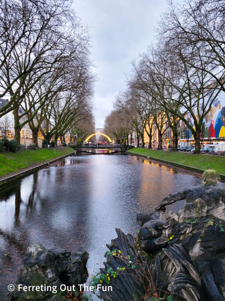 Winter in Dusseldorf Germany along Konigsallee Canal