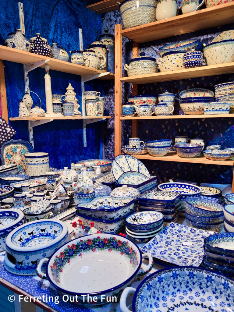 Polish Bolesławiec pottery at Düsseldorf Christmas Market